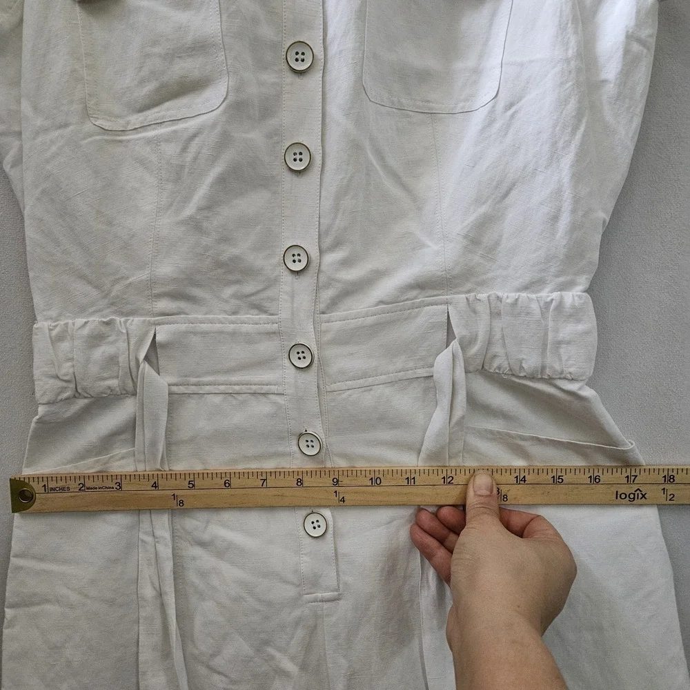 Intermix Juliet Tie Waist Romper Jumpsuit 4 White Linen Button Beach Boho Fairy